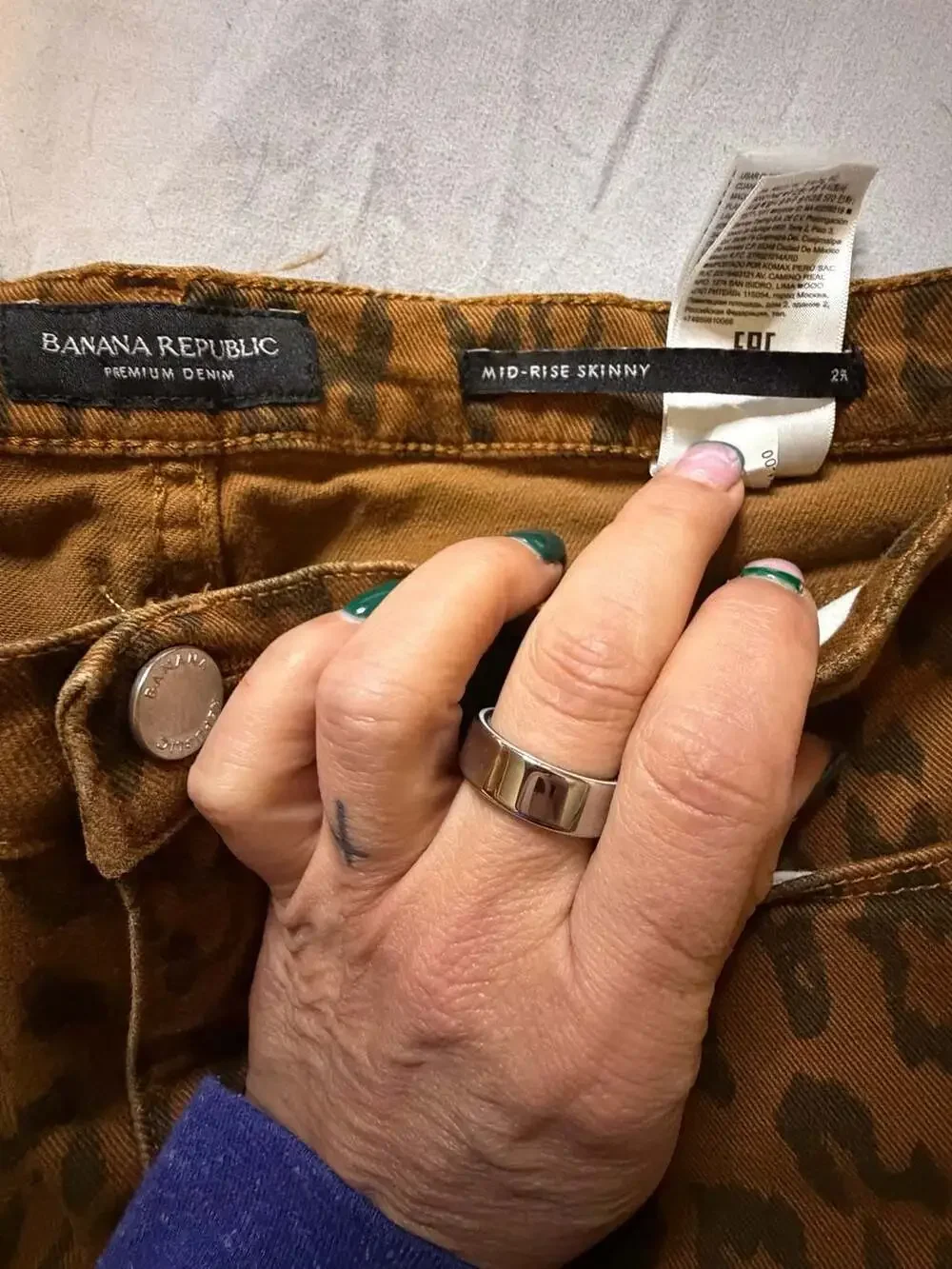 Banana Republic Premium Denim Mid-Rise Skinny Leopard Print Jeans